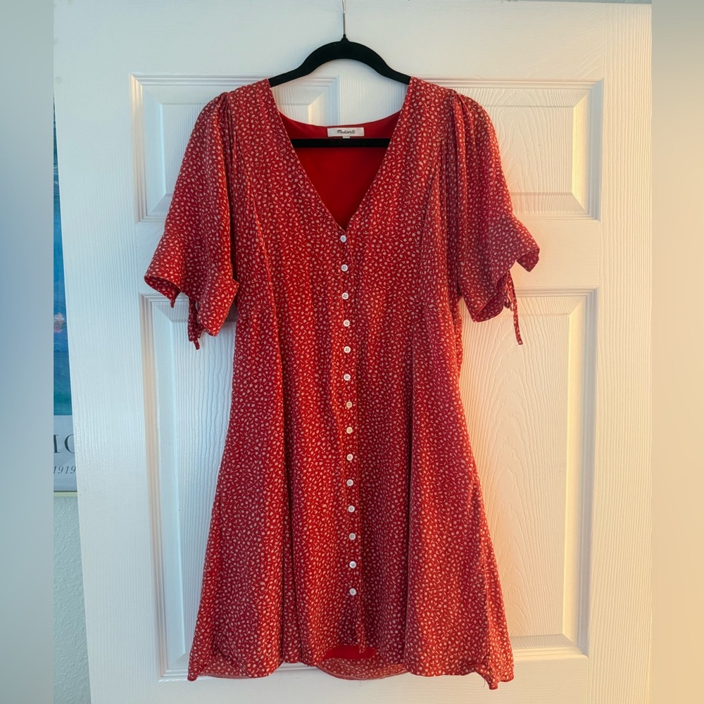 Silk Button-Front Mini Dress in Park Picnic